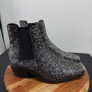 ASOS Glitter square toe Chelsea boots sizeUK 8 US 9 silver blue